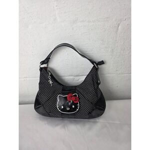 Hello Kitty Y2K Black Polka Dot Mini Shoulder Bag Embroidered Kitty Sanrio 2007